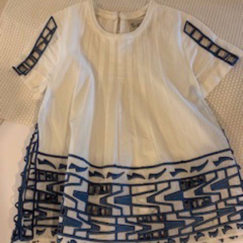 Sea Top with Embroidered Detail